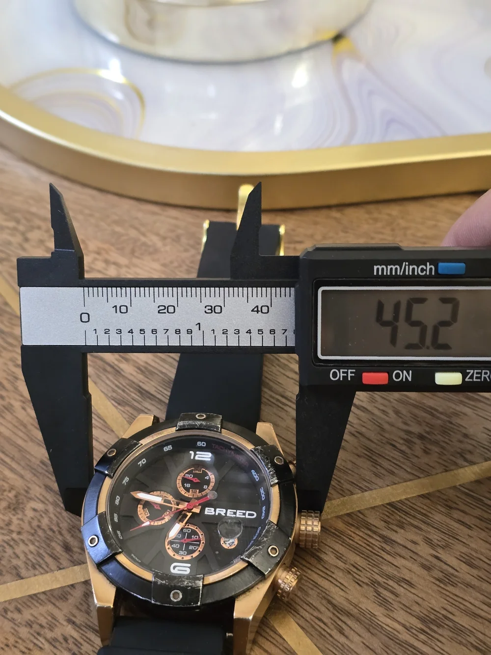 BREED Black and Rose Gold Chronograph Watch